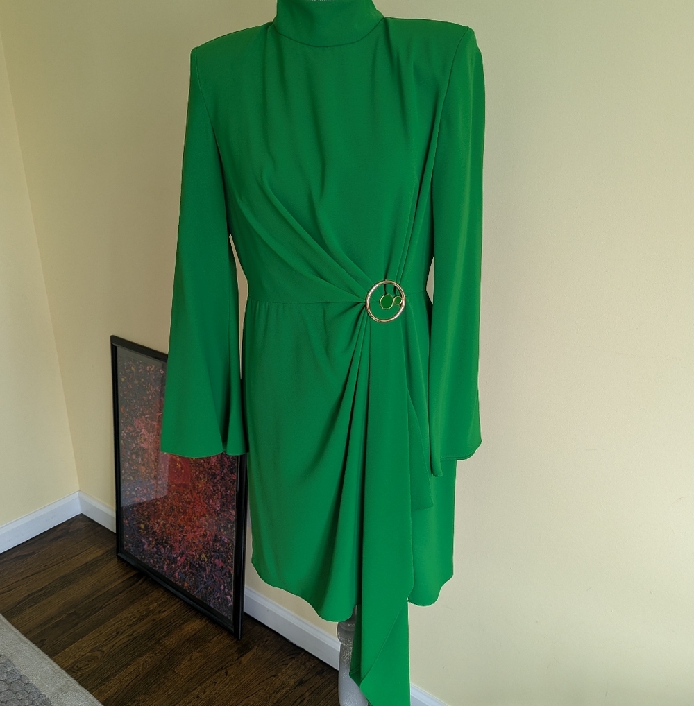 NWT Jewel 💚 Long Sleeve Dress with Gold Ring Detail Sz 40